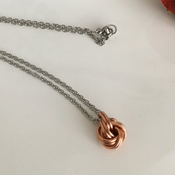 Copper Infinity Love Knot Necklace Anniversary Gift For Her Handmade, Special Copper Anniversary for Wife Partner 7th 9th 22nd Wedding Gift