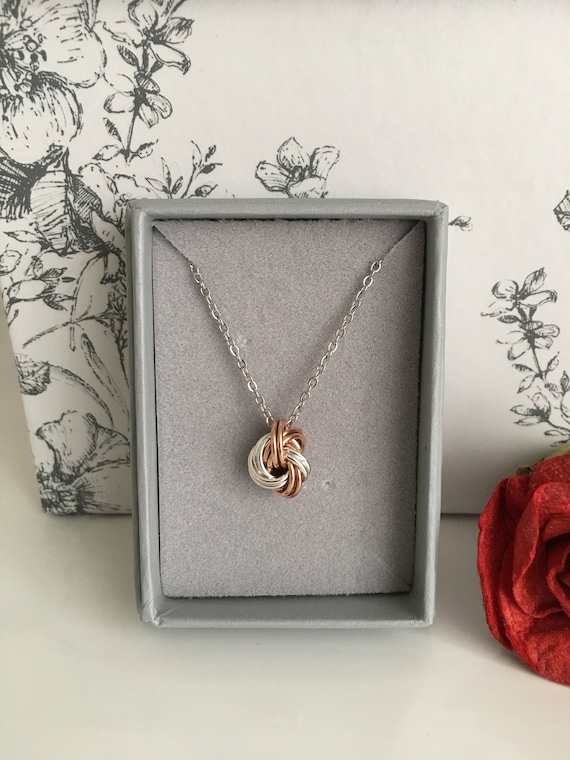 Bronze Infinity Love Knot Necklace, 8th Anniversary Gift for Her