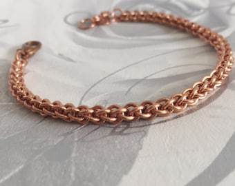 Dainty Copper Bracelets for Women, Delicate Chainmail Stacking Bangle Gift Idea For Her, Minimal JPL Spiral Designer Organic CopperJewelry