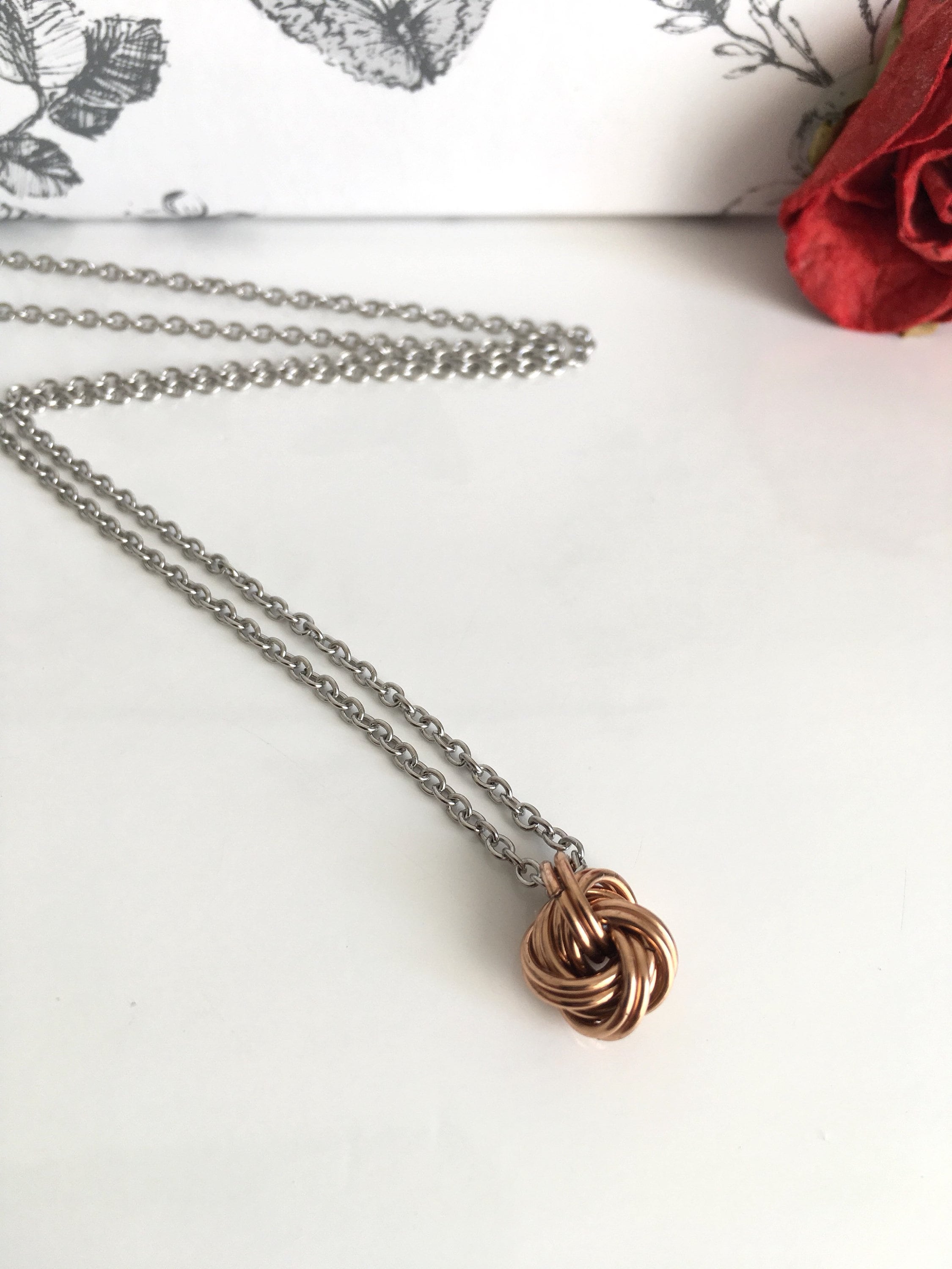 Bronze Infinity Love Knot Necklace, 8th Anniversary Gift for Her
