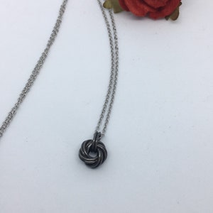 Dainty Iron Necklace, 6th Anniversary Antique Black Iron Infinity Love Knot Drop Pendant, Special Six Year Wedding Wife Partner Gift Ideas