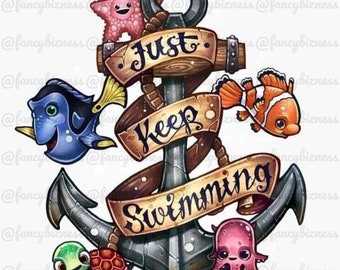 Just Keep Swimming Transparent Image, Sublimation Design, Digital Download, Clip Art 300DPI PNG