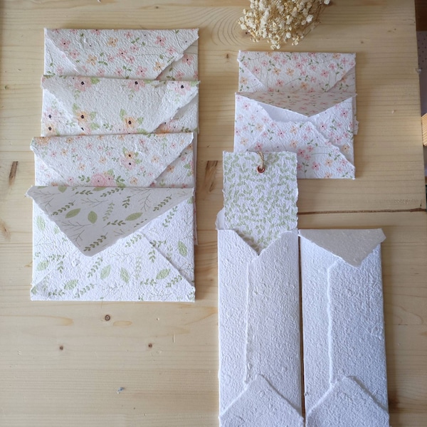 Letter paper set, handmade handmade envelopes made of recycled paper, greeting cards, personalized envelopes, various sizes