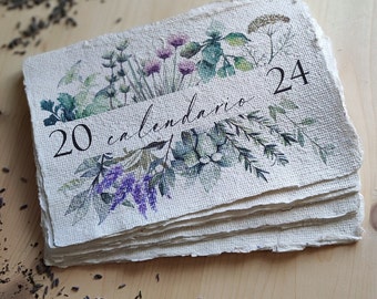 Illustrated calendar 2024, recycled paper calendar, desk calendar, wall calendar