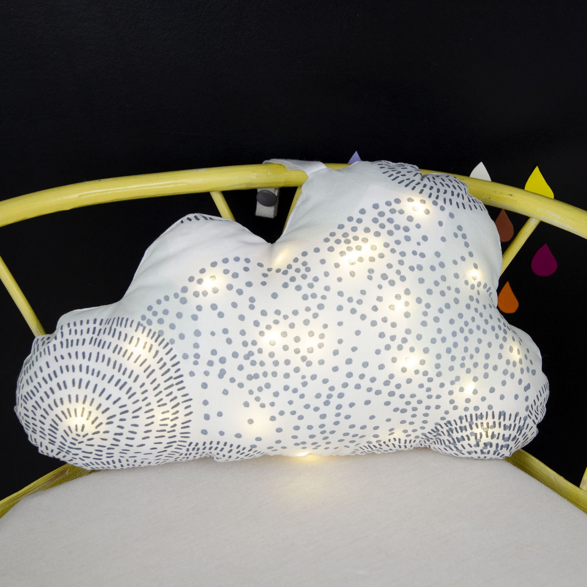 Veilleuse/Coussin Nuage Lumineux en Coton, à Suspendre ou Poser