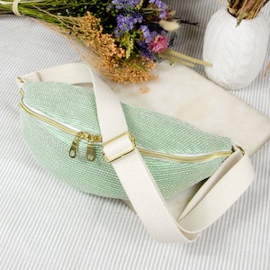Cotton belt bag with double slider and adjustable shoulder strap