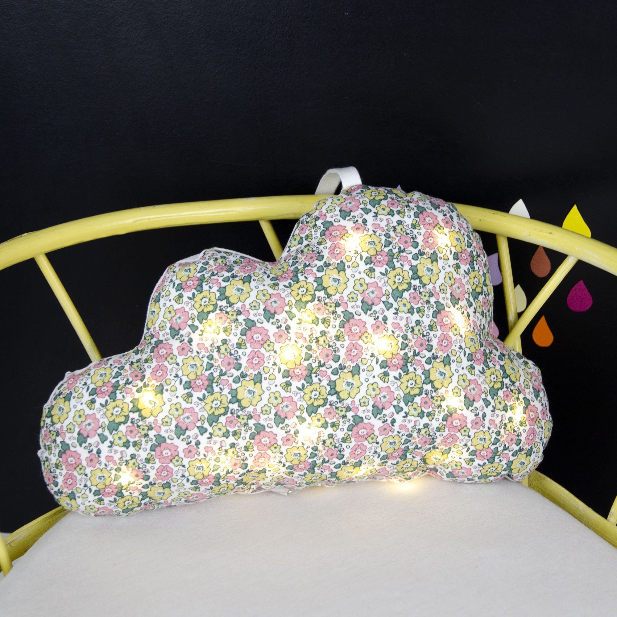 Veilleuse/Coussin Nuage Lumineux en Coton, à Suspendre ou Poser