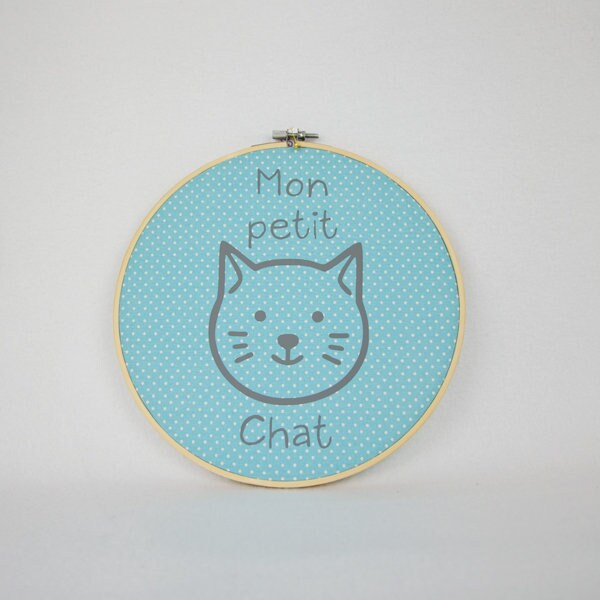 Cadre Tambour de Broderie Rond Décoratif, en Bois et Coton, à Suspendre Au Mur ou Poser sur Un Meubl