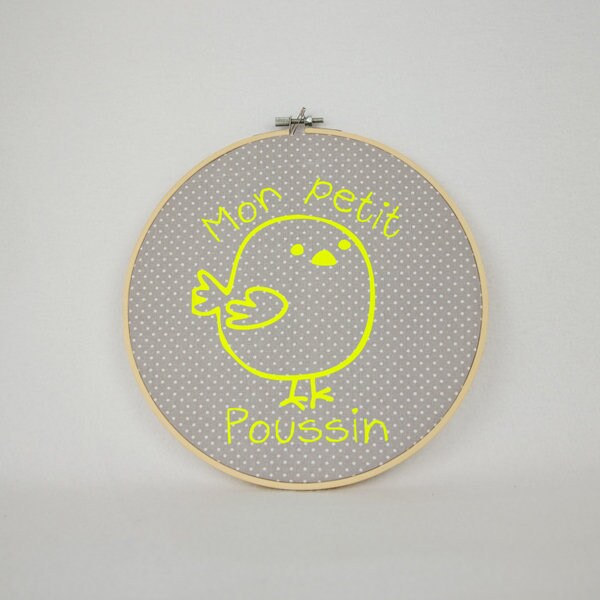 Cadre Tambour de Broderie Rond Décoratif, en Bois et Coton, à Suspendre Au Mur ou Poser sur Un Meubl