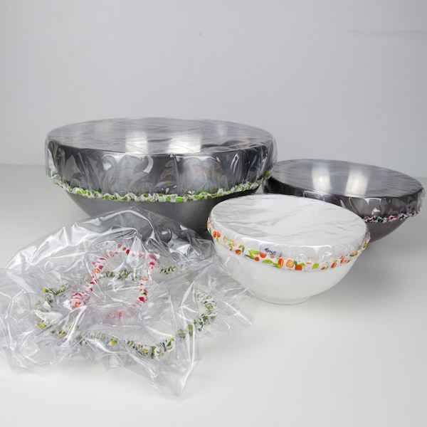 Lot de 5 Charlottes couvre-plats transparents