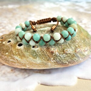 Beachy Amazonite Shamballa Macrame Bracelet