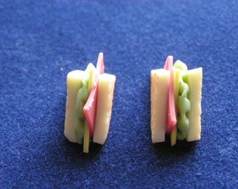 Sandwich Stud Earrings Ham Cheese Lettuce/Birthday/Christmas/Mothers Day Present/Novelty Charm