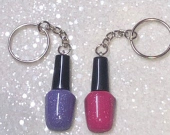 Nail Varnish/Polish Keyring Hot Pink/Purple Birthday/Christmas/Valentine/Mothers Day Gift/Novelty Beauty Christmas