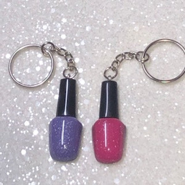 Nail Varnish/Polish Keyring Hot Pink/Purple Birthday/Christmas/Valentine/Mothers Day Gift/Novelty Beauty Christmas