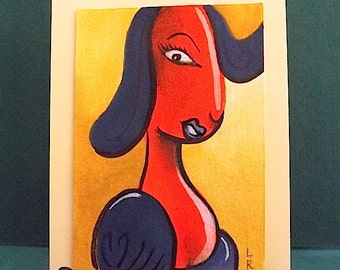 Lady Rabbit Portrait ACEO Original Art  One of A Kind