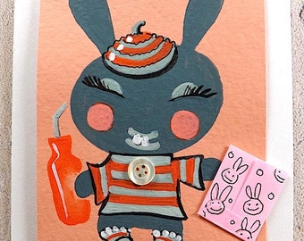 Bunny Girl ACEO Original Art One of a Kind ATC