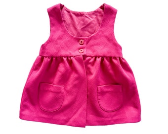 Vestido de niña vintage / 2-3T vestido fucsia jumper / ropa vintage para niños