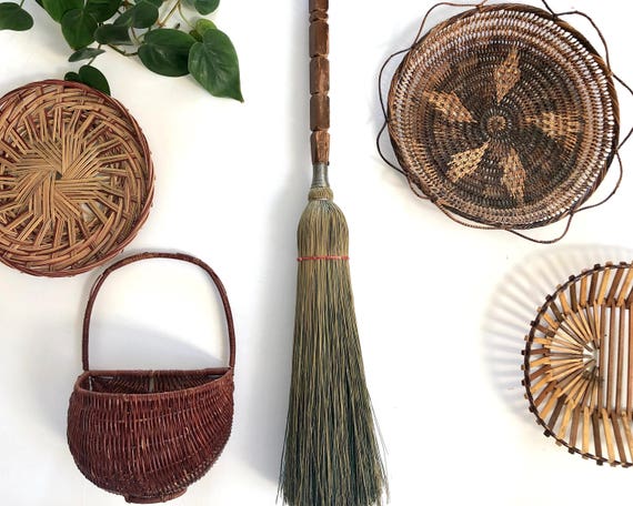 Vintage Broom Whisk Broom With Wood Handle Fireplace Broom Etsy
