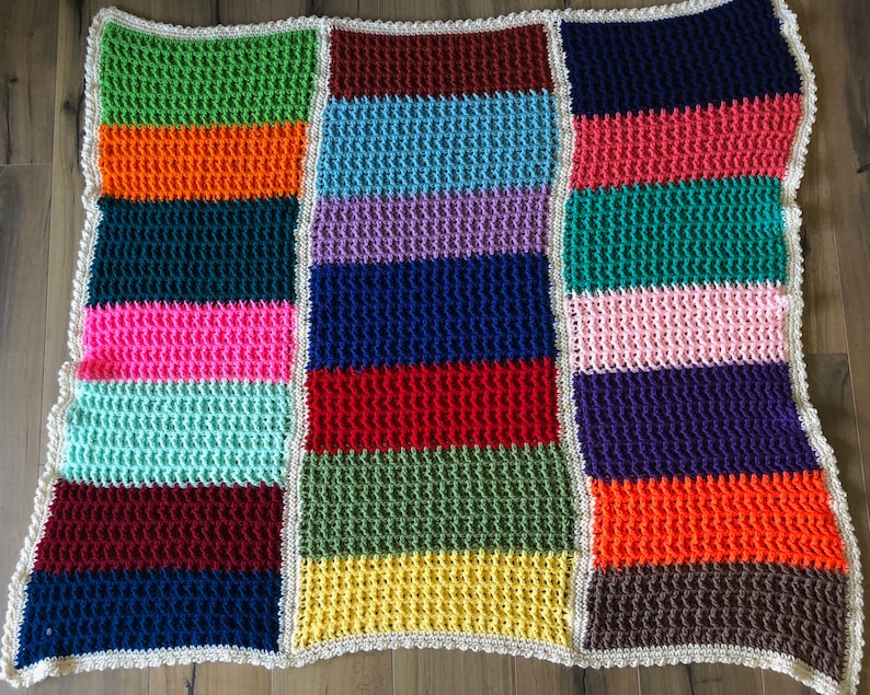 Vintage Afghan Vintage Home Decor Colorful Crochet Throw Blanket