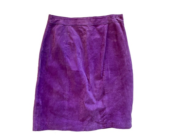 Vintage Skirt | Size 10 Purple Suede Leather Mini… - image 1