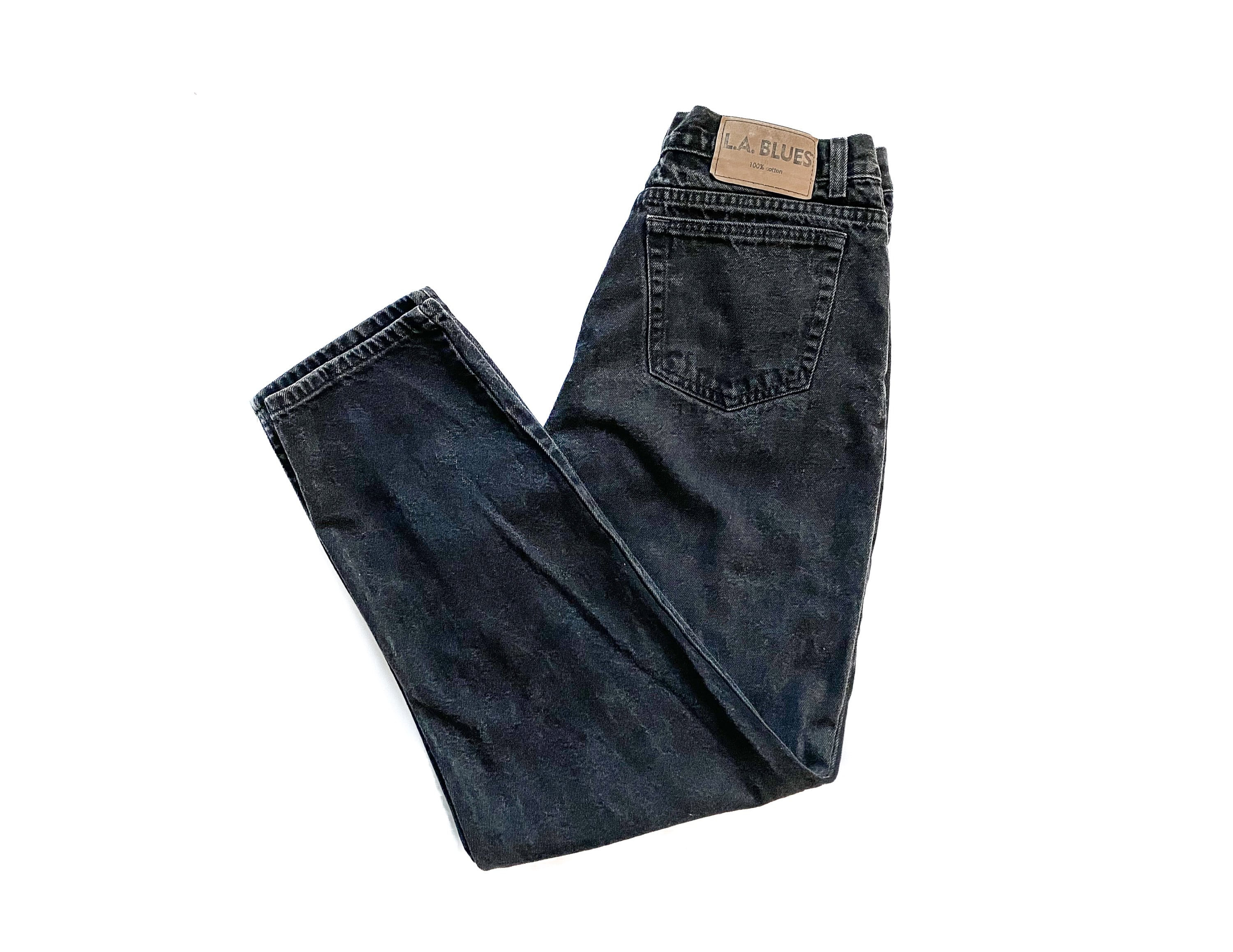 Joseph Jean Black - Mens Slim Fit Adjustable Zipped Flared Hem Jeans