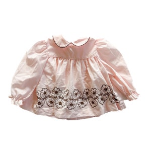 Vintage Girl Dress | 2T Pink Ebroidered Floral Dress | Vintage Children Clothing