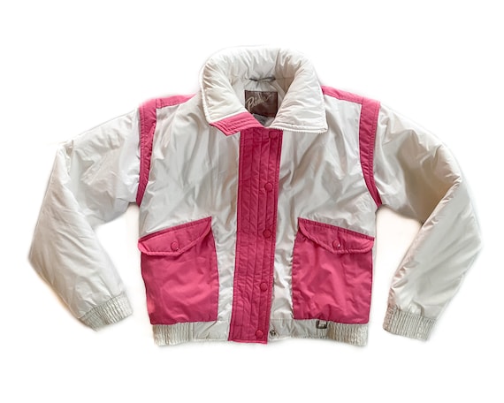 Vintage Coat | Small White and Pink Puffer Coat |… - image 1