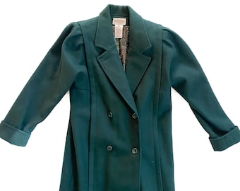 Cappotto Vintage / Cappotto in Lana Verde 10P / Cappotto DoppioPetto / Capispalla Vintage / Moda anni '80, '90