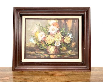 Vintage Painting | Framed Floral Painting | Original Oil Painting | Wall Art, Home Decor