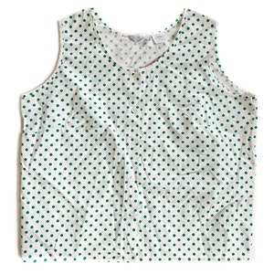 Vintage Top | 3XL Ärmelloses Button Down Top | Polka-Dot Tank | 80er, 90er Mode