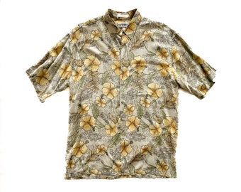 Vintage Shirt | Large Floral Short Sleeve Button Down | Colorful Collared Shirt | Men's 80's, 90's Fashion