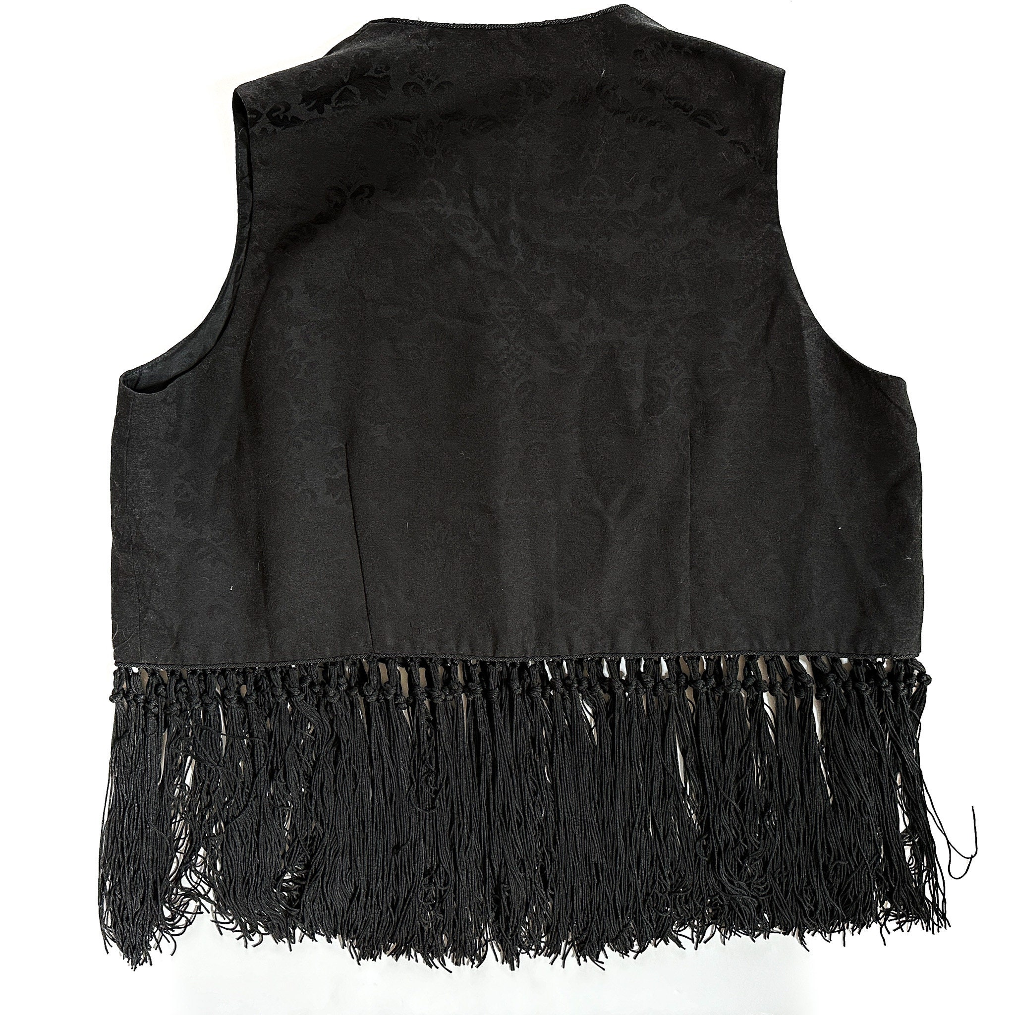 Vintage Vest | Size 18/20 Black Fringe Vest | Western Wear | 80's