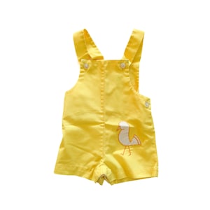 Vintage Romper/Overalls | 12 Month Yellow One-Piece Outfit | Vintage Children Clothing