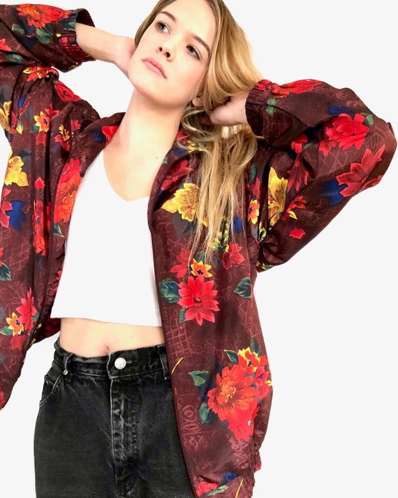 Vintage Jacket | Medium Floral Pattern Oversized … - image 2