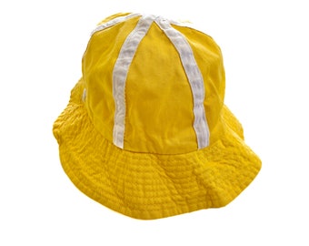 Vintage Hat | Yellow Striped Bucket Hat | 90s Accessory