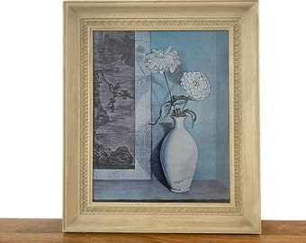 Vintage Painting | Framed Print of Zinnias by Ethelyn Stewart | Framed Vintage Print | Wall Art/Decor
