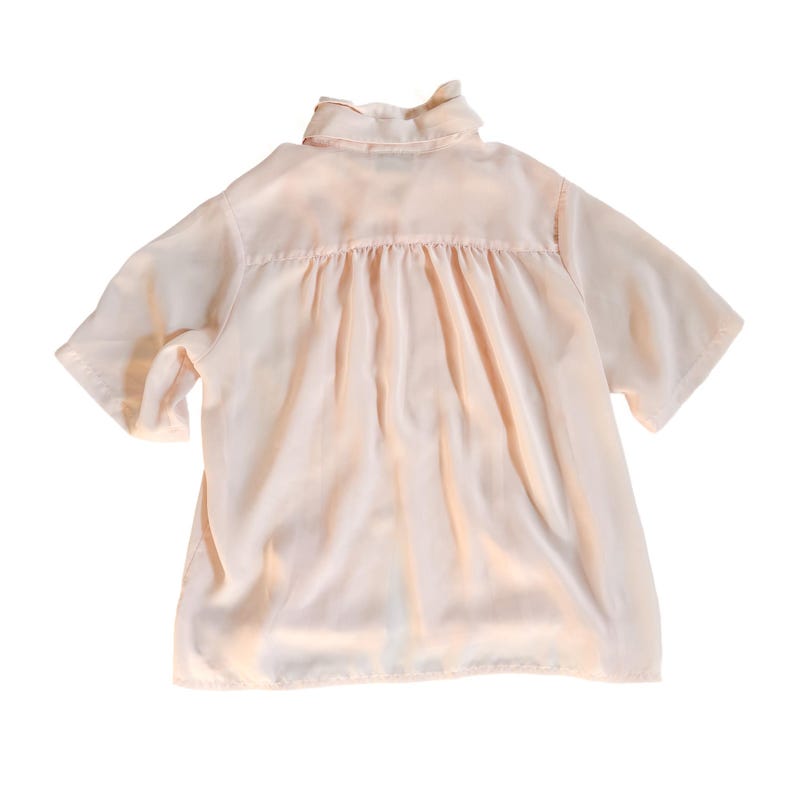 Vintage Blush Pink Blouse, Size 10, Pleated Front, Short Sleeve Button ...