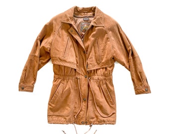 Vintage Coat | Medium Suede Leather Jacket | Vintage Outerwear | Trench Coat | 80's, 90's Fashion