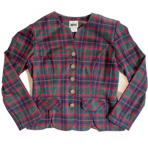 Vintage Blazer | Size 10 Scalloped Plaid Dress Jacket | 80s, 90s Fashion
