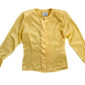 Vintage Blouse | Size 8 Pendleton Yellow Blouse | Front Button Dress Top | 80s, 90s Fashion