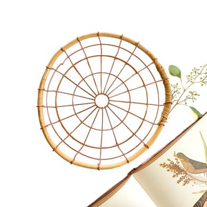 Vintage Basket | Round Wire and Bamboo Holder | Home Storage/Decor