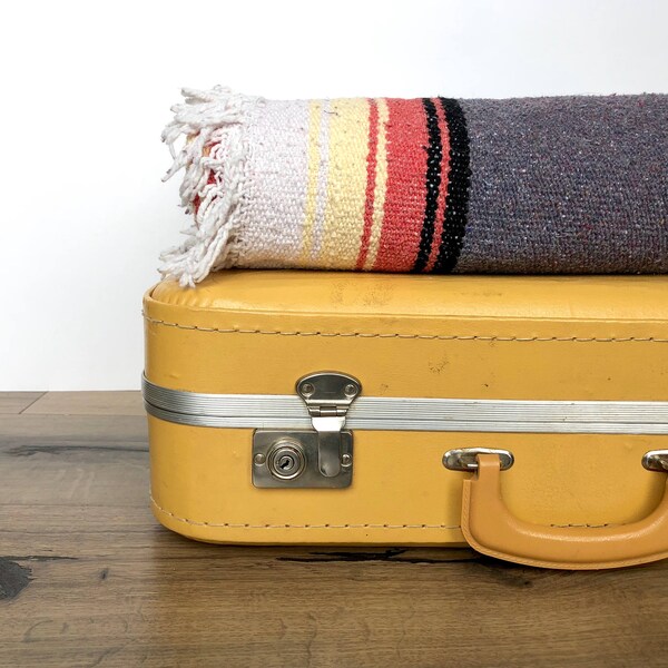 Vintage Suitcase | Yellow, Hard Case Suitcase | Vintage Luggage | Home Decor/Storage
