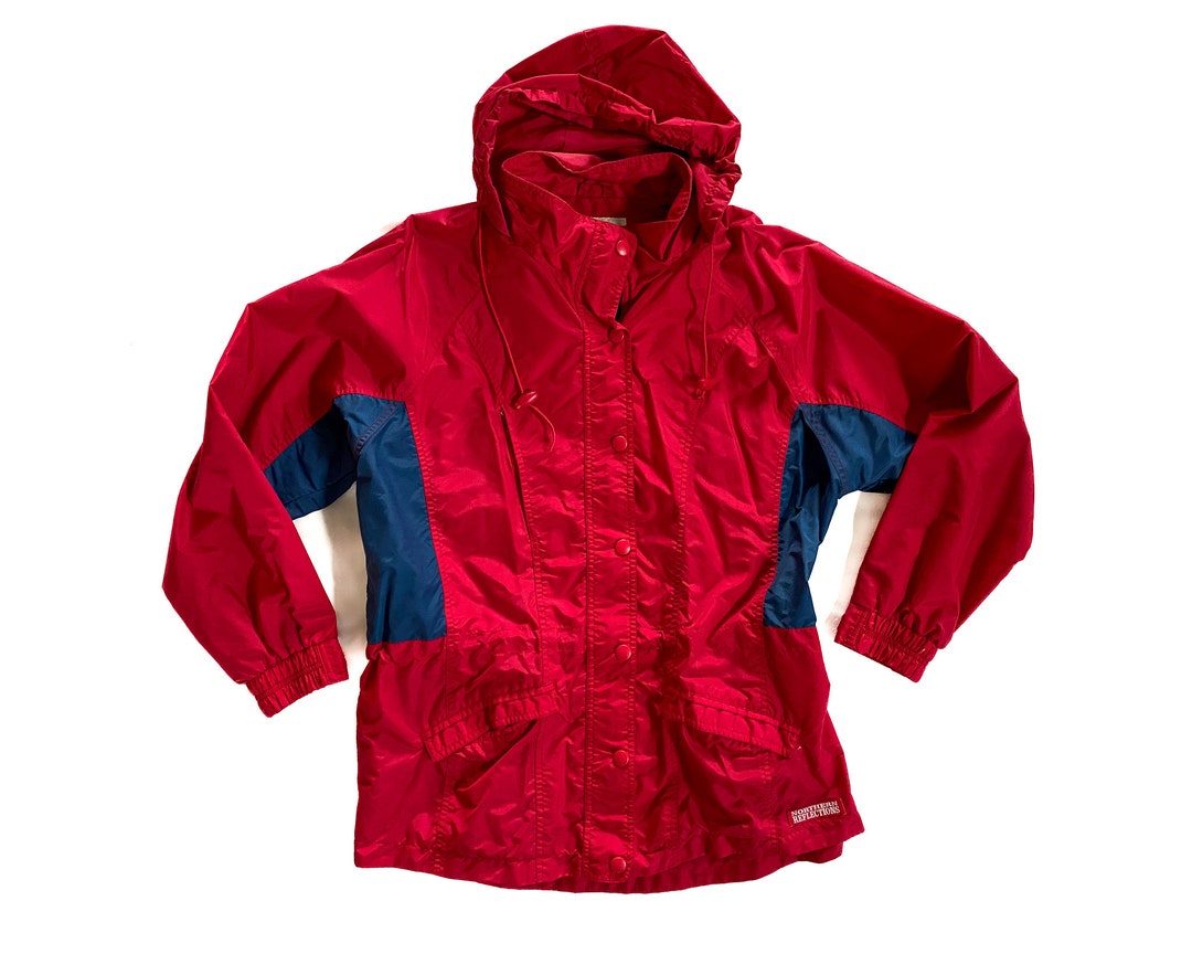 Red Drawstring Jacket Vintage Coat | Large Red Drawstring Coat | Ski/snow/windbreaker Coat ...