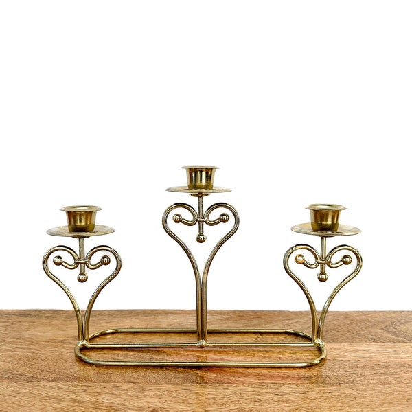 Vintage Candelabra | Graduated Brass Candle Holder | Table Centerpiece | Home Decor