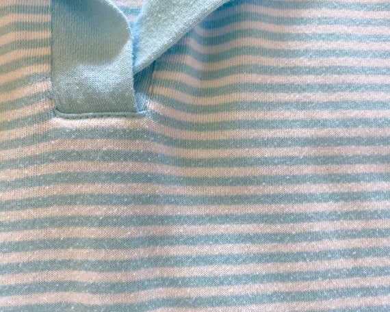 Vintage T-Shirt | Medium Blue Striped Polo Shirt … - image 4