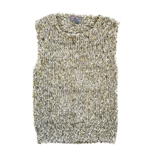 Vintage Top | Small Sleeveless Knit Top | Neutral-Colored Tank Sweater | 80's, 90's Fashion