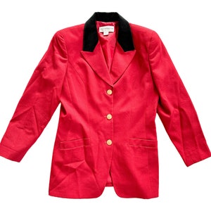 Vintage Blazer | Size 8P Red Dress Jacket | Wool Blazer | Woman&#39;s 80s, 90s Fashion