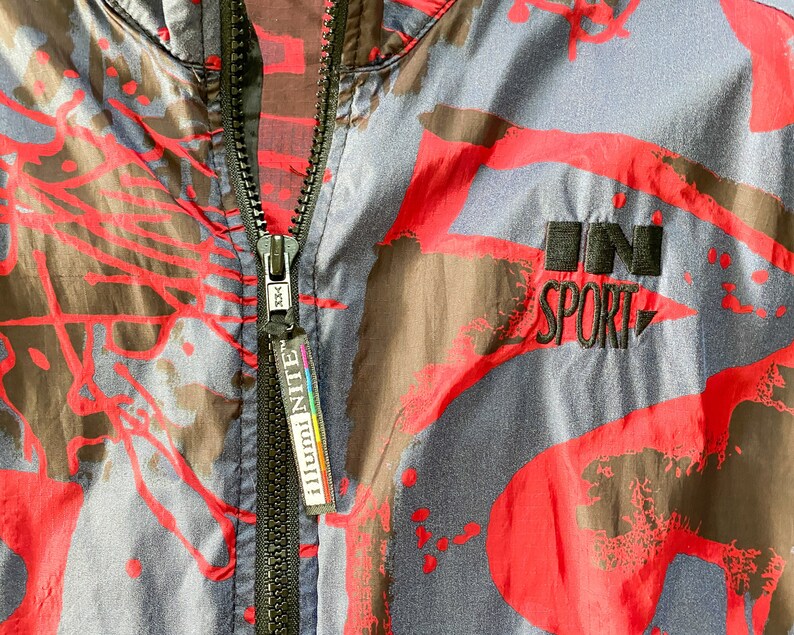 Athletic Jacket 90/'s Fashion Vintage Jacket 80/'s XL Colorful Windbreaker