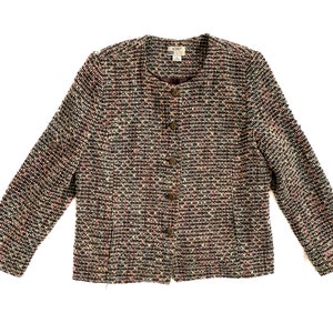 Vintage Blazer | Size 18 Multi-Colored Tweed Dress Jacket | 80s, 90s Fashion