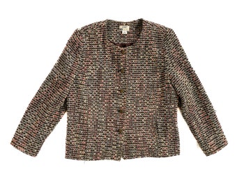 Vintage Blazer | Size 18 Multi-Colored Tweed Dress Jacket | 80s, 90s Fashion